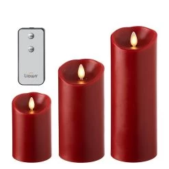 Liown Pillar Candles With Remote (set Of 3) (37098)