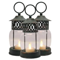 Gerson Lighted Lanterns With Timer & Remote Control (Set Of 3) (62504)